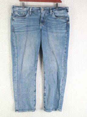 Silver Jeans Brit Capris Womens 34 Blue Stone Wash Stretchy Mom Lightweight